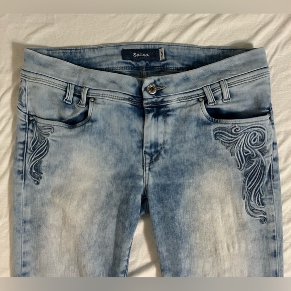 Salsa Jeans embroidered skinny straight acid wash jeans. Size 31. B1 - Picture 7 of 13